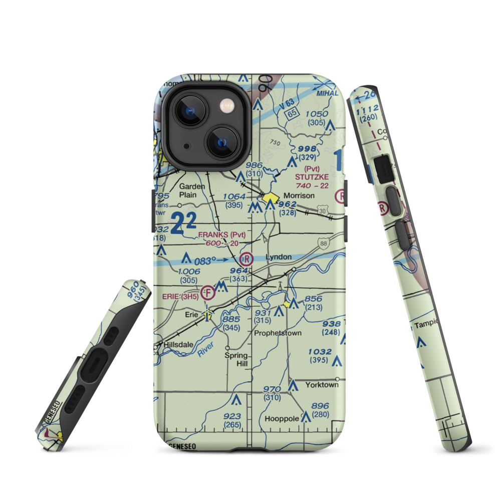 Frank's Flying Service Airport (4IL5) VFR Sectional  Tough iPhone Case iPhone 14 model shown