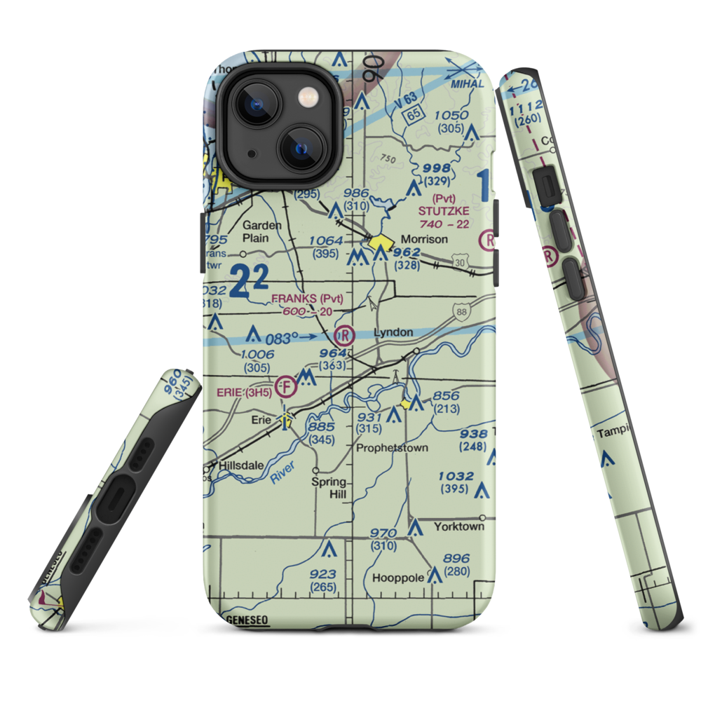 Frank's Flying Service Airport (4IL5) VFR Sectional  Tough iPhone Case iPhone 14 Plus model shown