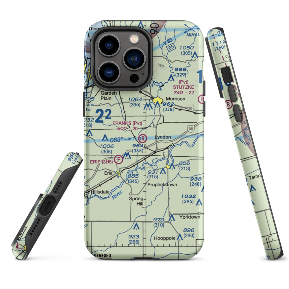 Frank's Flying Service Airport (4IL5) VFR Sectional  Tough iPhone Case iPhone 14 Pro Max model shown