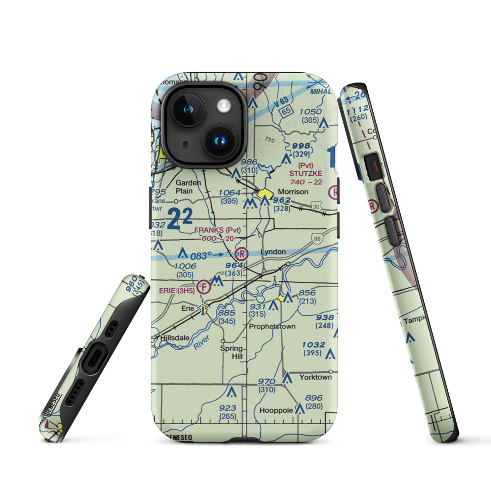Frank's Flying Service Airport (4IL5) VFR Sectional  Tough iPhone Case iPhone 15 model shown