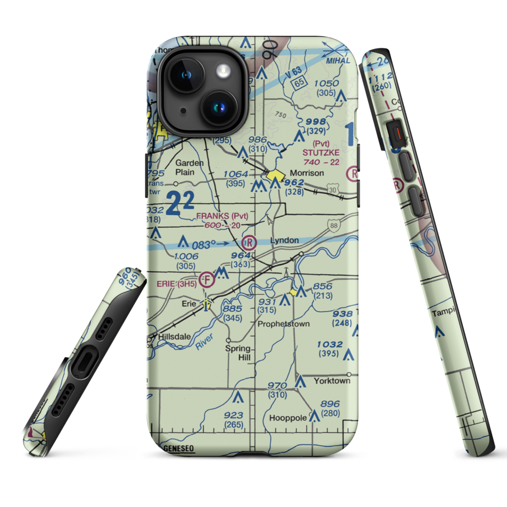 Frank's Flying Service Airport (4IL5) VFR Sectional  Tough iPhone Case iPhone 15 Plus model shown