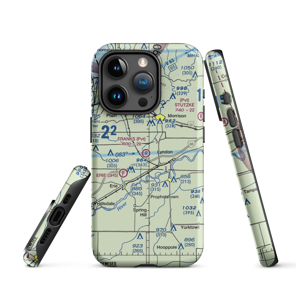 Frank's Flying Service Airport (4IL5) VFR Sectional  Tough iPhone Case iPhone 15 Pro model shown