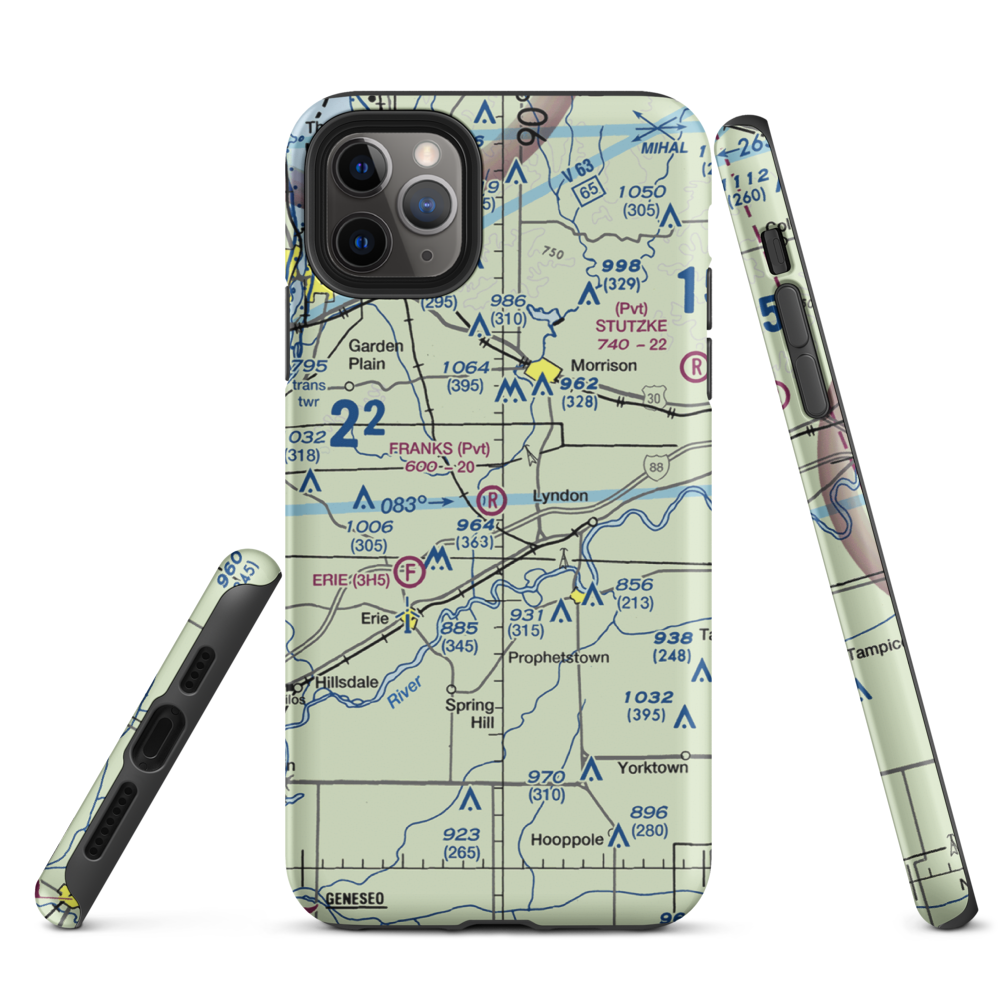 Frank's Flying Service Airport (4IL5) VFR Sectional  Tough iPhone Case iPhone 11 Pro Max model shown