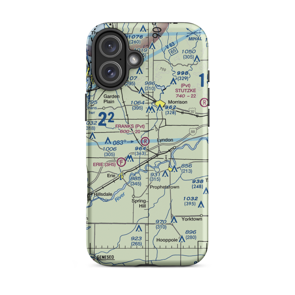 Frank's Flying Service Airport (4IL5) VFR Sectional  Tough iPhone Case iPhone 16 Plus model shown