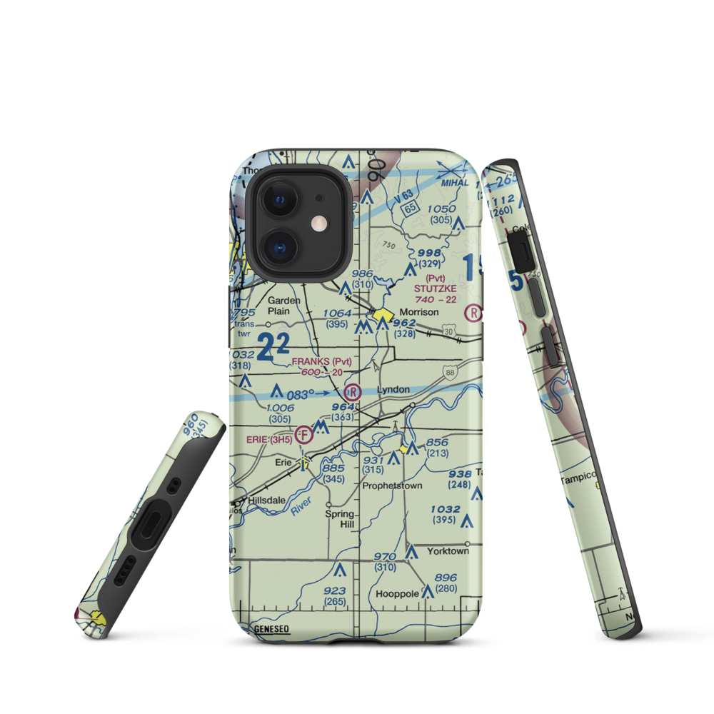 Frank's Flying Service Airport (4IL5) VFR Sectional  Tough iPhone Case iPhone 12 mini model shown