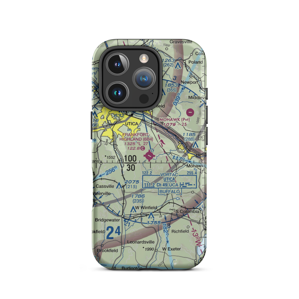 Frankfort-Highland Airport (6B4) VFR Sectional  Tough iPhone Case iPhone 16 Pro model shown