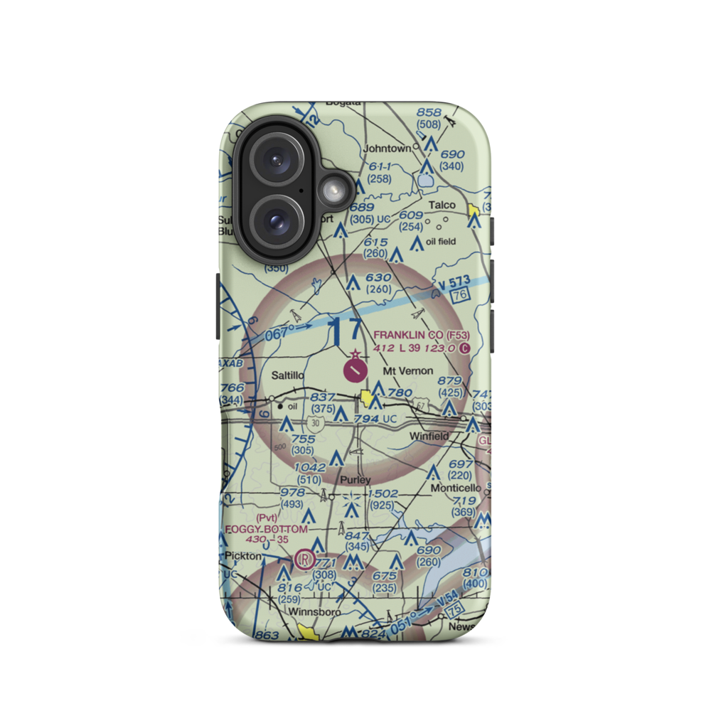 Franklin County Airport (F53) VFR Sectional  Tough iPhone Case iPhone 16 model shown