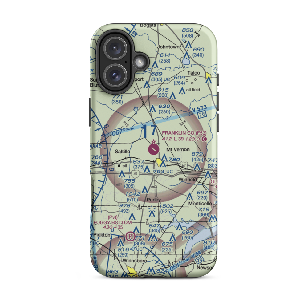 Franklin County Airport (F53) VFR Sectional  Tough iPhone Case iPhone 16 Plus model shown