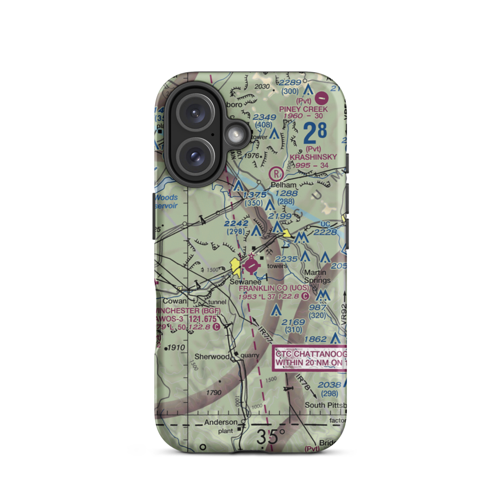 Franklin County Airport (UOS) VFR Sectional  Tough iPhone Case iPhone 16 model shown