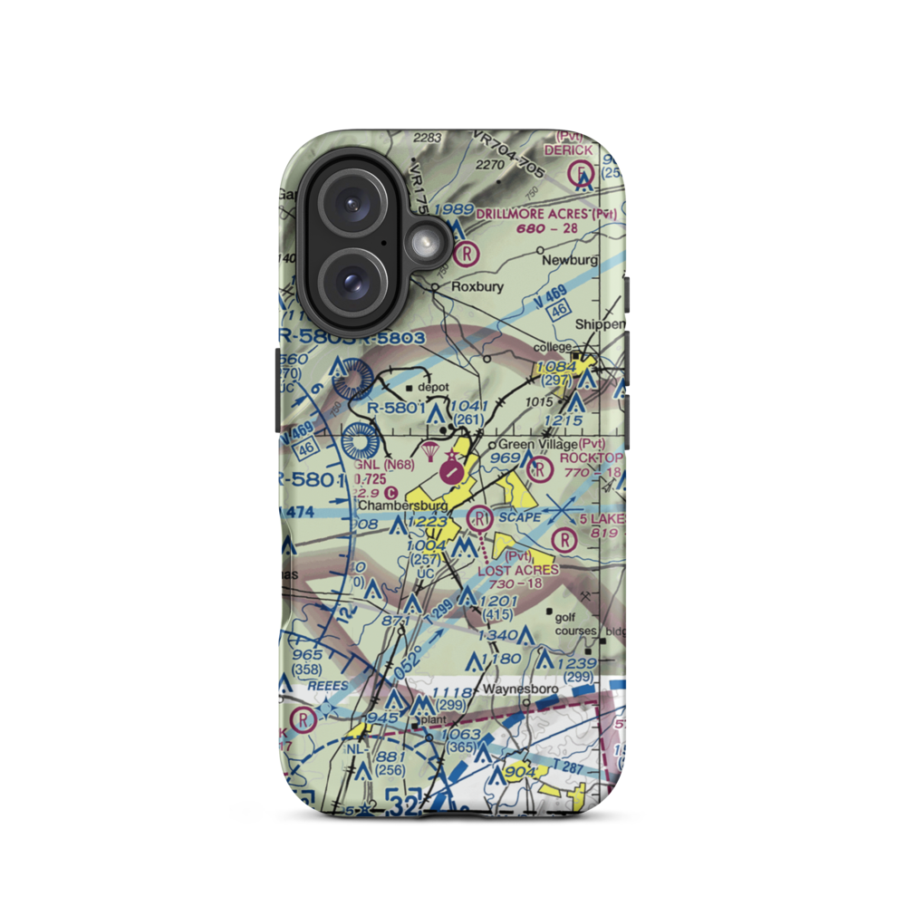 Franklin County Regional Airport (N68) VFR Sectional  Tough iPhone Case iPhone 16 model shown