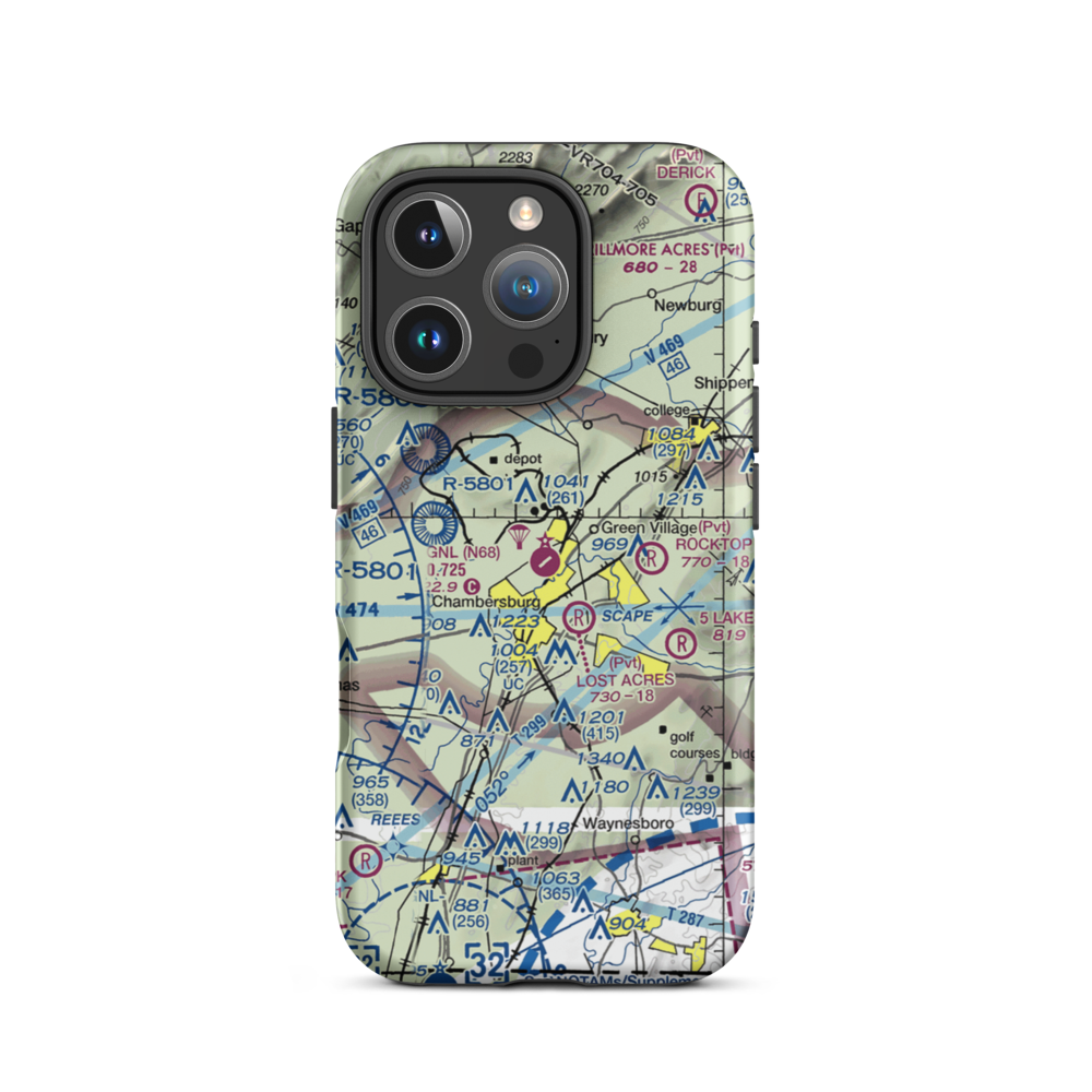 Franklin County Regional Airport (N68) VFR Sectional  Tough iPhone Case iPhone 16 Pro model shown