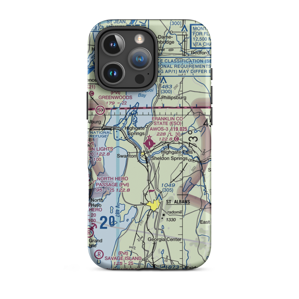 Franklin County State Airport (FSO) VFR Sectional  Tough iPhone Case iPhone 16 Pro Max model shown