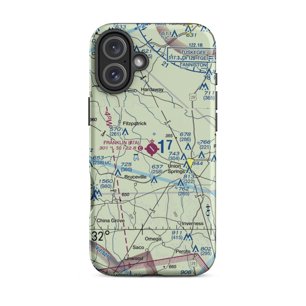Franklin Field (07A) VFR Sectional  Tough iPhone Case iPhone 16 Plus model shown