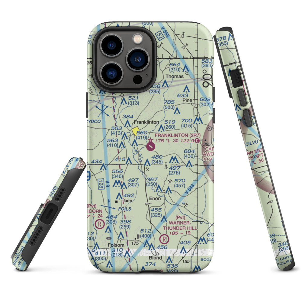 Franklinton Airport (2R7) VFR Sectional  Tough iPhone Case iPhone 13 Pro Max model shown