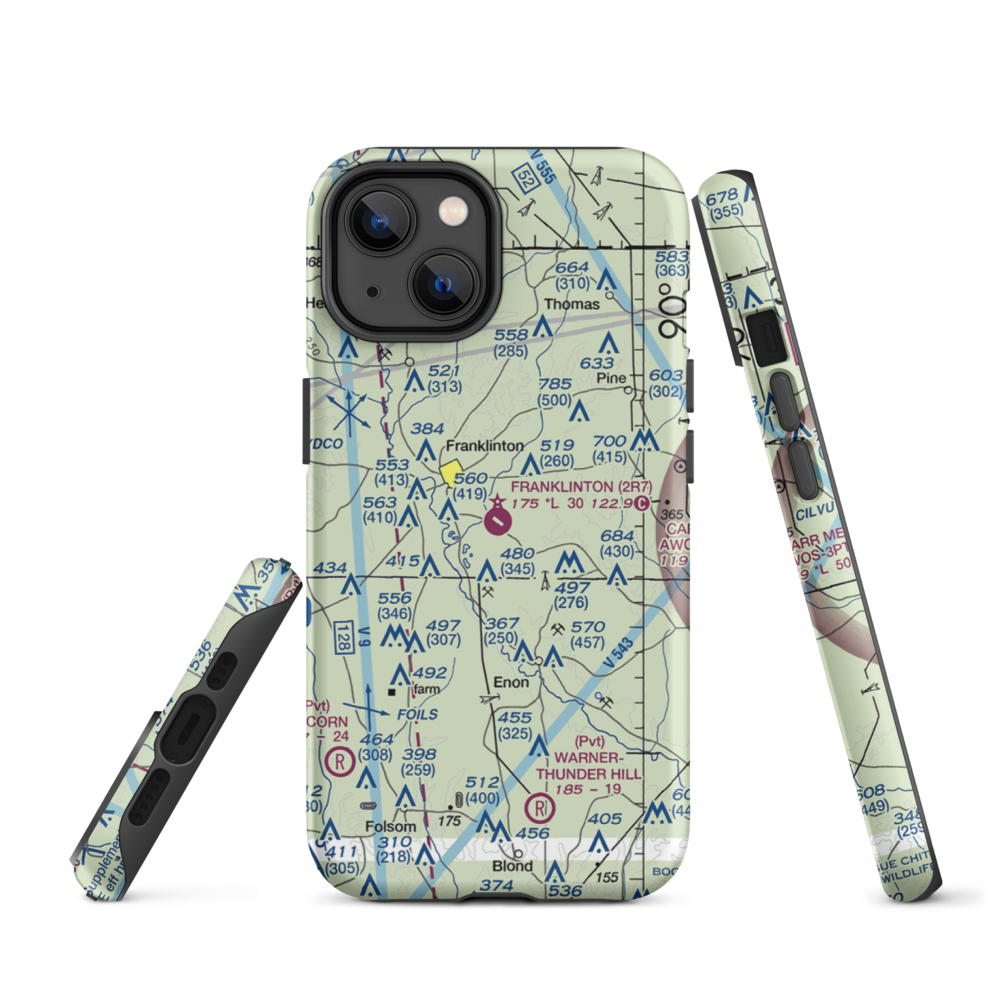 Franklinton Airport (2R7) VFR Sectional  Tough iPhone Case iPhone 14 model shown