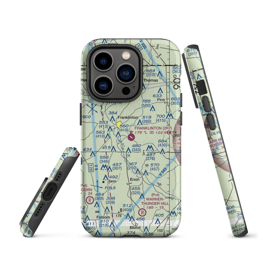 Franklinton Airport (2R7) VFR Sectional  Tough iPhone Case iPhone 14 Pro model shown