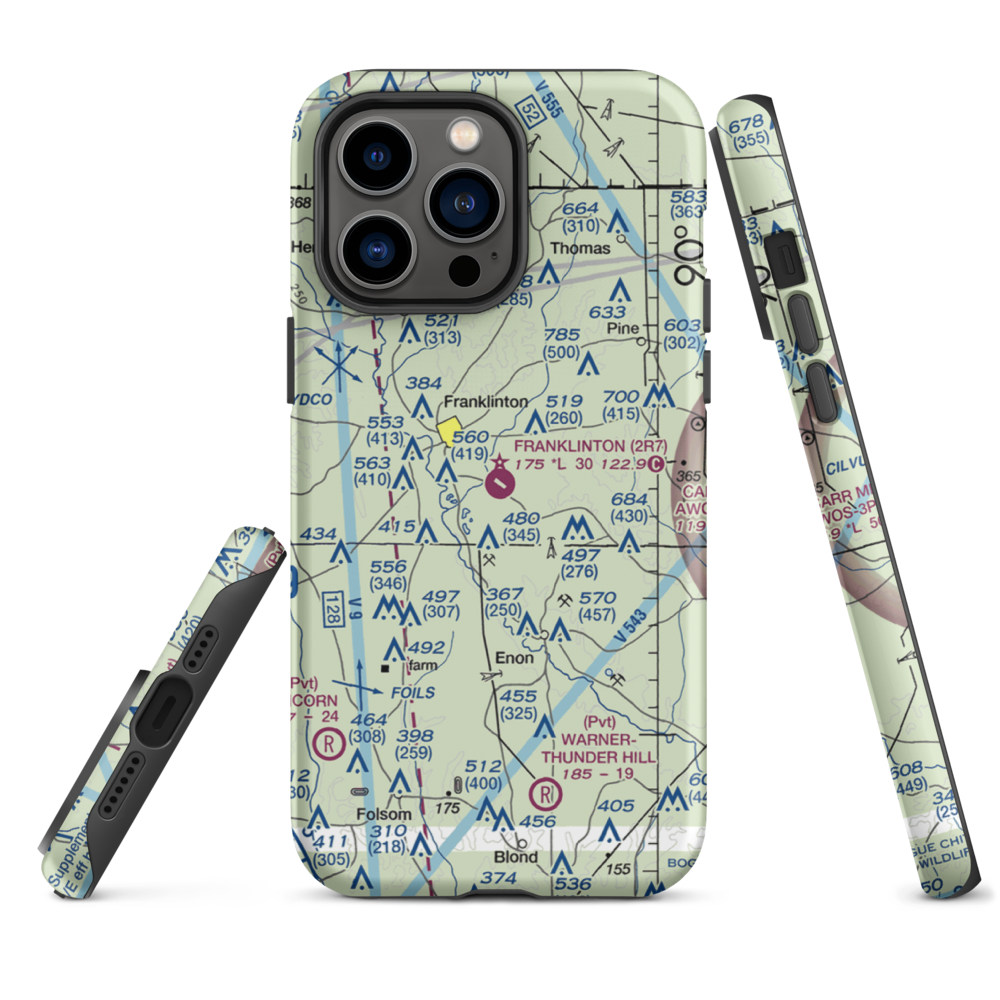 Franklinton Airport (2R7) VFR Sectional  Tough iPhone Case iPhone 14 Pro Max model shown
