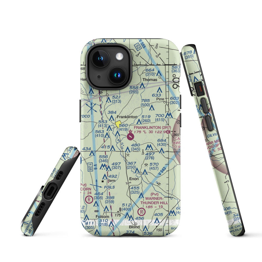 Franklinton Airport (2R7) VFR Sectional  Tough iPhone Case iPhone 15 model shown