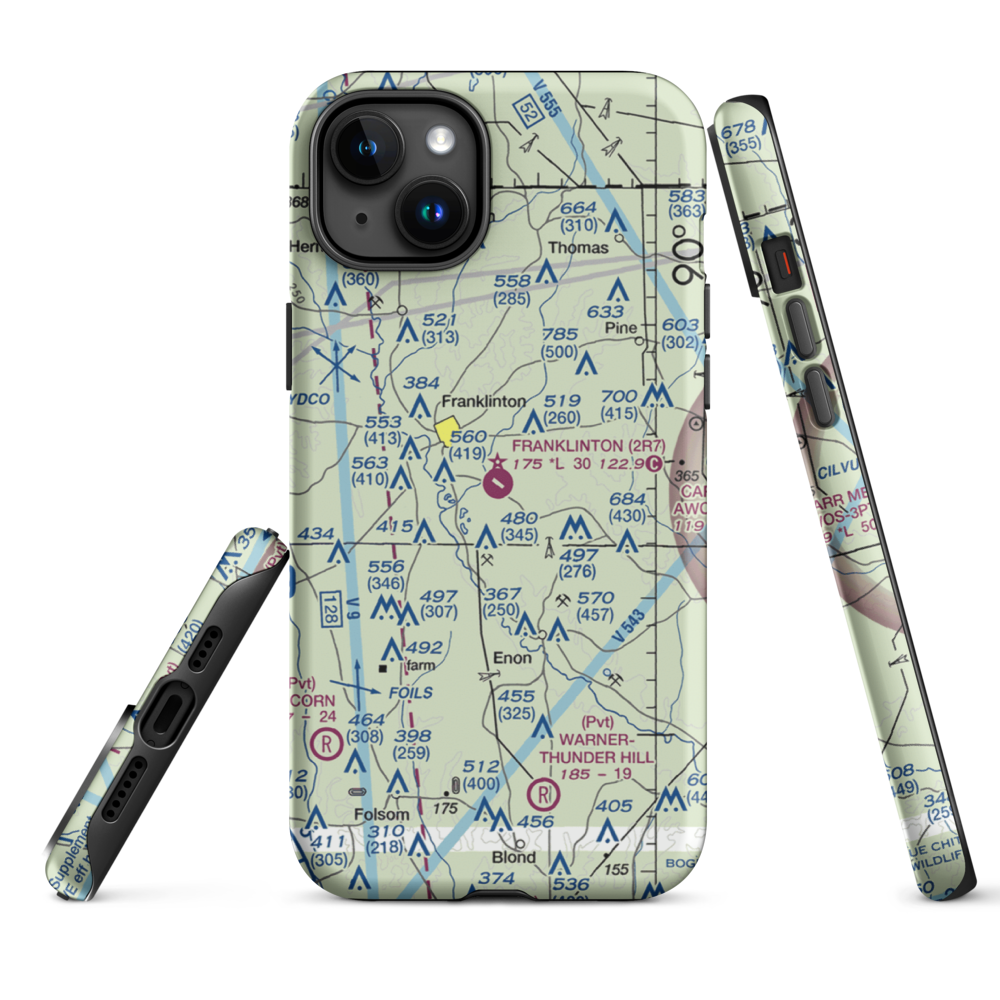 Franklinton Airport (2R7) VFR Sectional  Tough iPhone Case iPhone 15 Plus model shown
