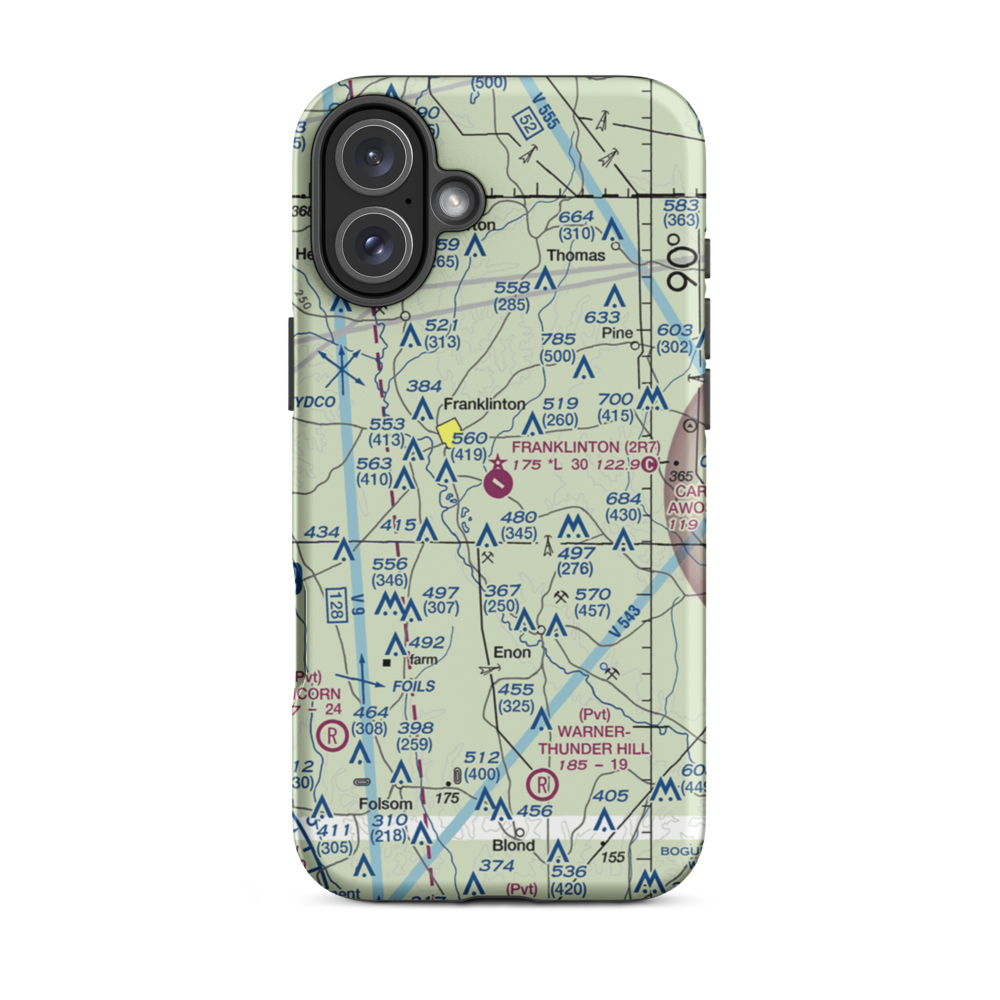 Franklinton Airport (2R7) VFR Sectional  Tough iPhone Case iPhone 16 Plus model shown