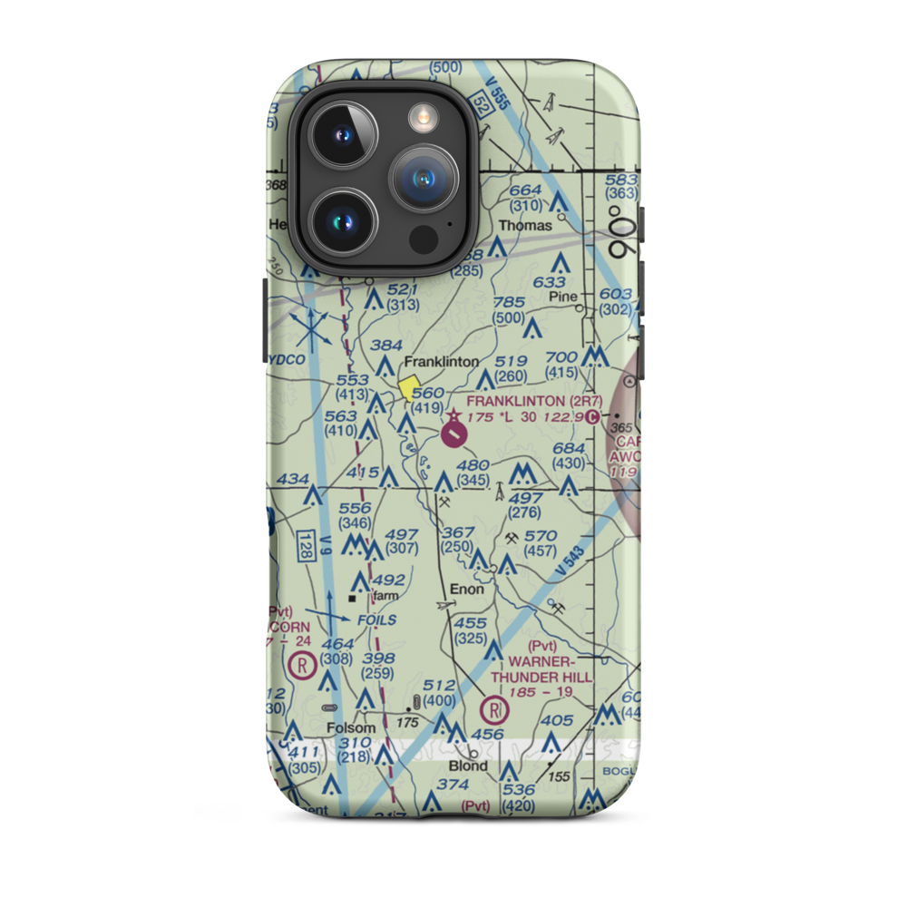 Franklinton Airport (2R7) VFR Sectional  Tough iPhone Case iPhone 16 Pro Max model shown