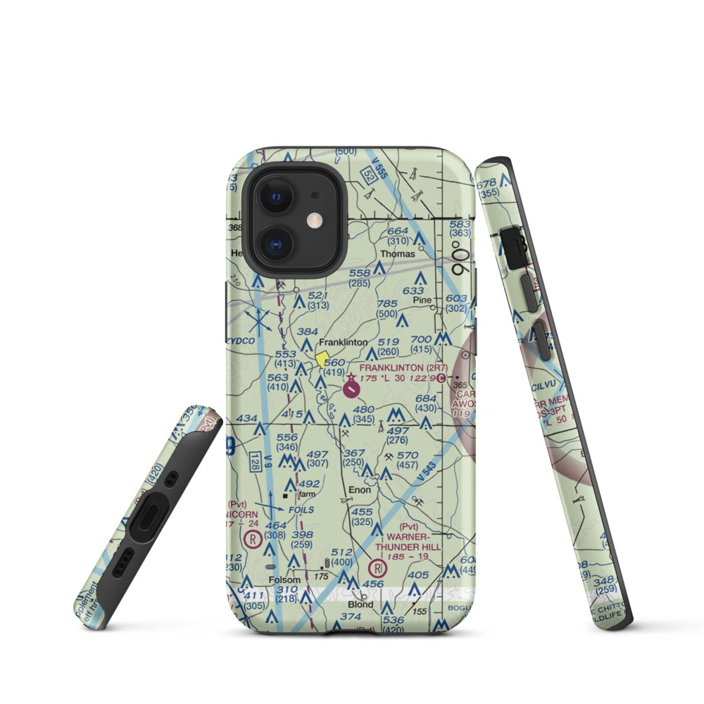 Franklinton Airport (2R7) VFR Sectional  Tough iPhone Case iPhone 12 mini model shown