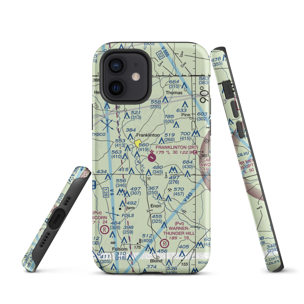 Franklinton Airport (2R7) VFR Sectional  Tough iPhone Case iPhone 12 model shown