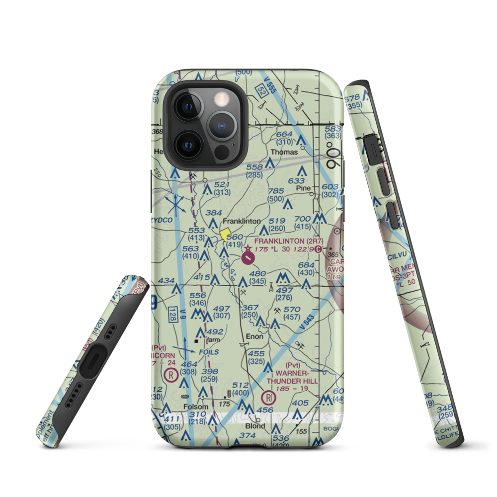 Franklinton Airport (2R7) VFR Sectional  Tough iPhone Case iPhone 12 Pro model shown