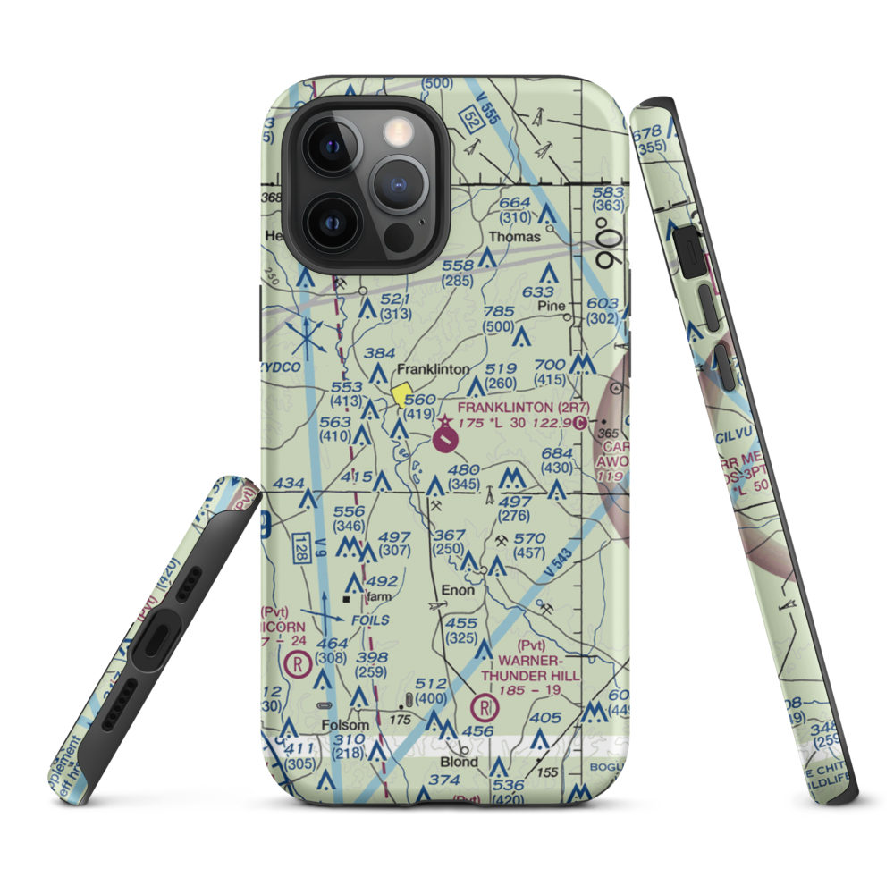 Franklinton Airport (2R7) VFR Sectional  Tough iPhone Case iPhone 12 Pro Max model shown