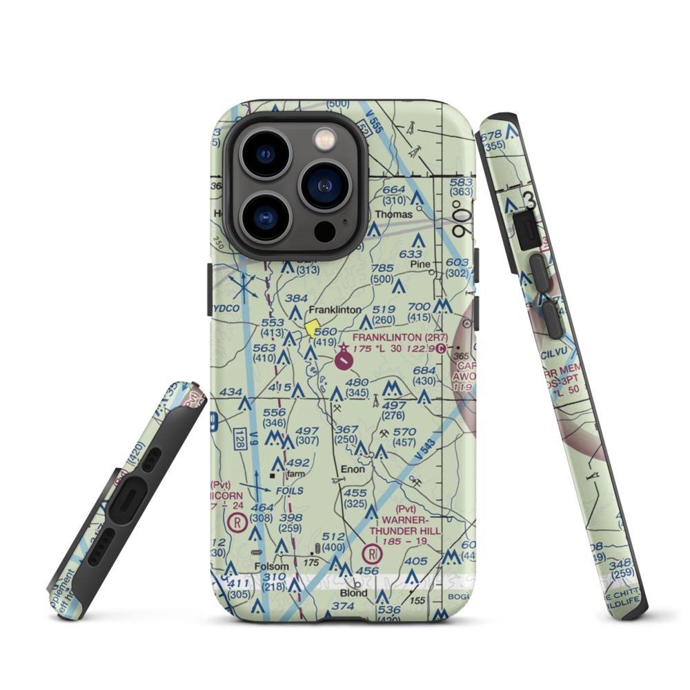 Franklinton Airport (2R7) VFR Sectional  Tough iPhone Case iPhone 13 Pro model shown