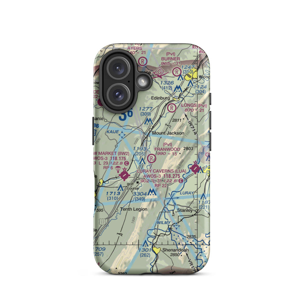 Franwood Farms Inc. Airport (9VA4) VFR Sectional  Tough iPhone Case iPhone 16 model shown