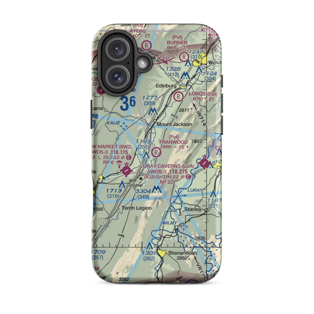 Franwood Farms Inc. Airport (9VA4) VFR Sectional  Tough iPhone Case iPhone 16 Plus model shown