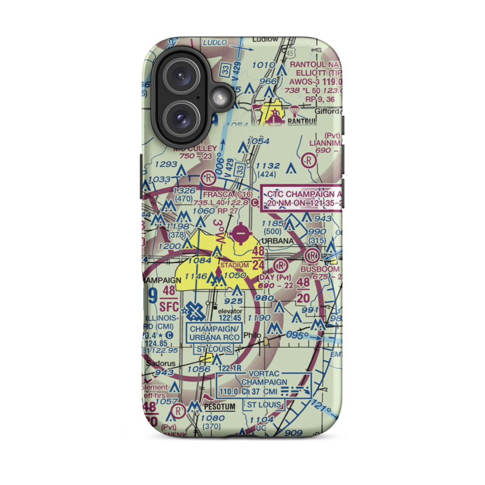 Frasca Field (C16) VFR Sectional  Tough iPhone Case iPhone 16 Plus model shown