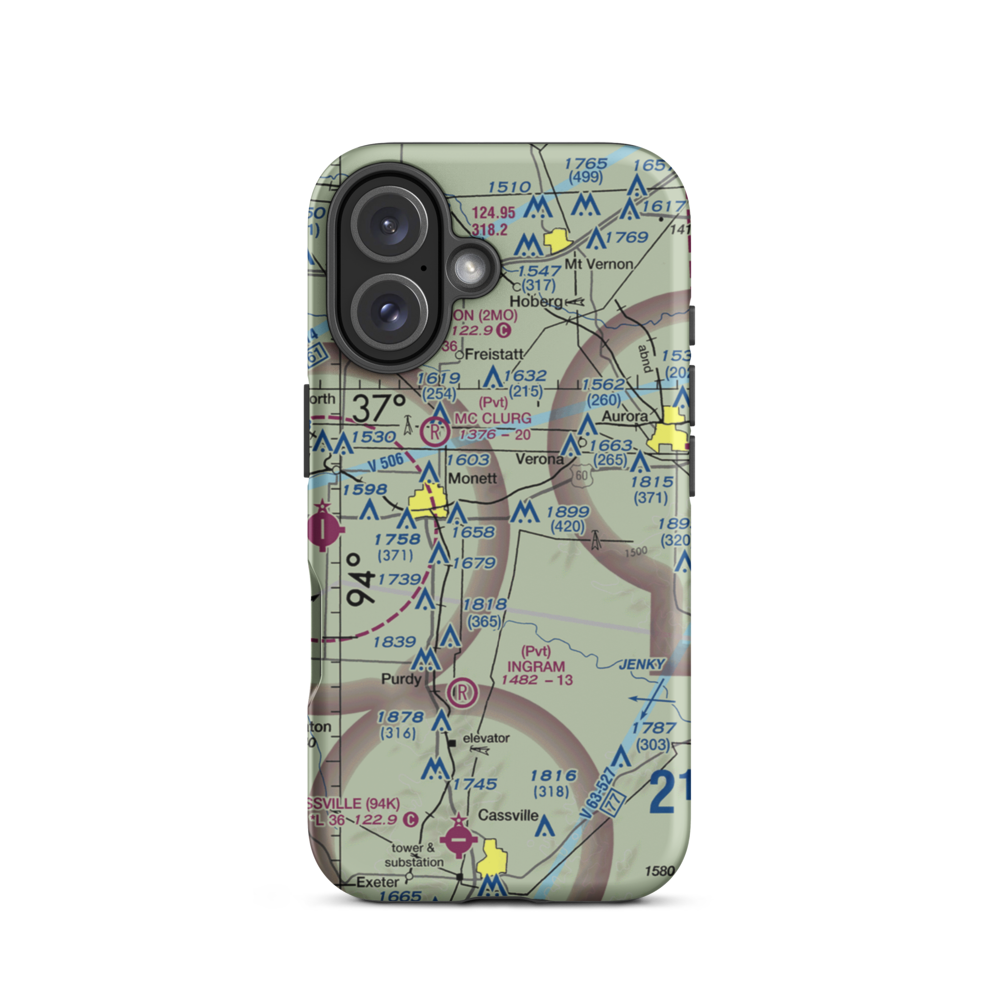 Frazier Airport (8MO8) VFR Sectional  Tough iPhone Case iPhone 16 model shown