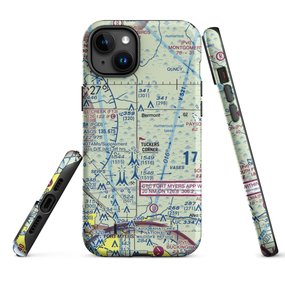 Fred Babcock Airport (40FL) VFR Sectional  Tough iPhone Case iPhone 15 Plus model shown