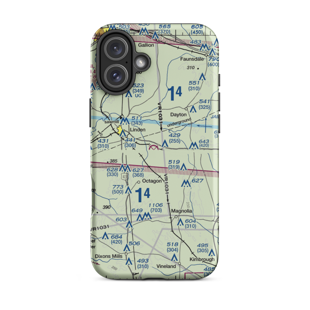 Freddie Jones Field (70A) VFR Sectional  Tough iPhone Case iPhone 16 Plus model shown