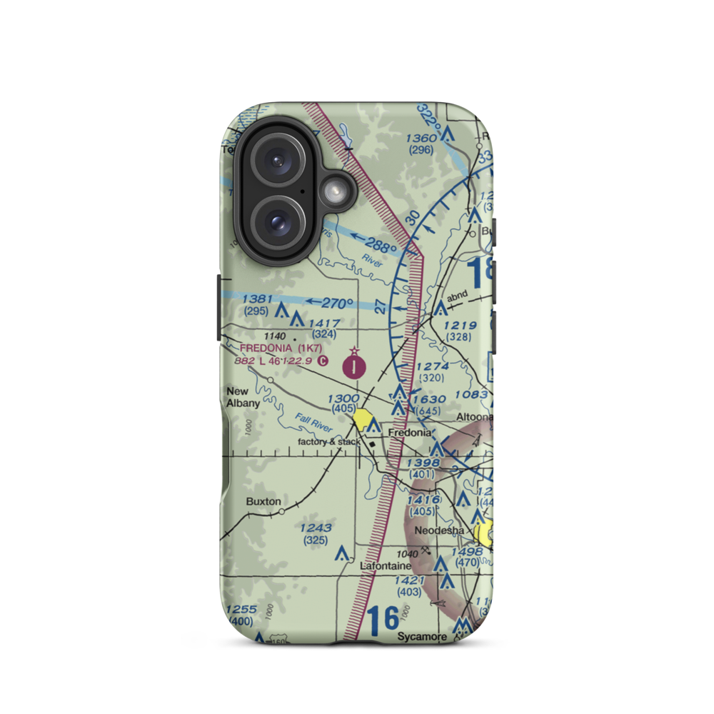 Fredonia Airport (1K7) VFR Sectional  Tough iPhone Case iPhone 16 model shown