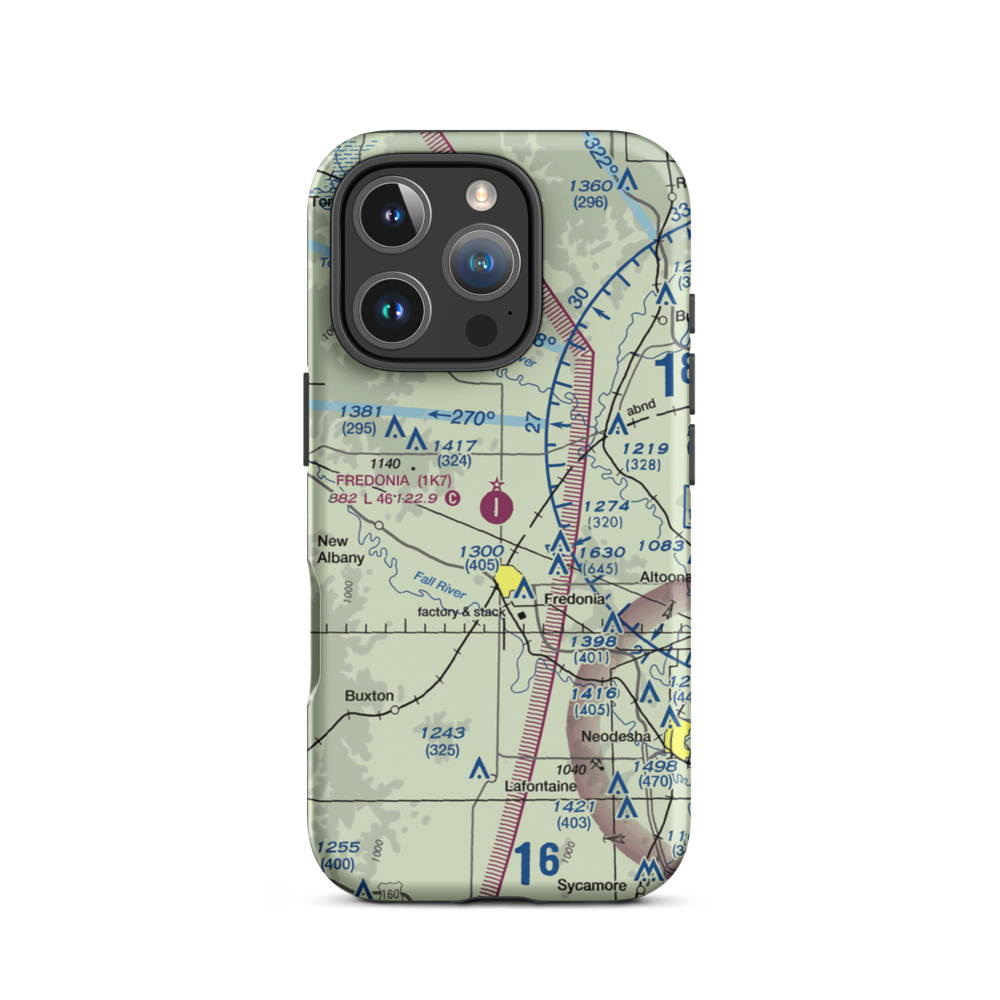 Fredonia Airport (1K7) VFR Sectional  Tough iPhone Case iPhone 16 Pro model shown