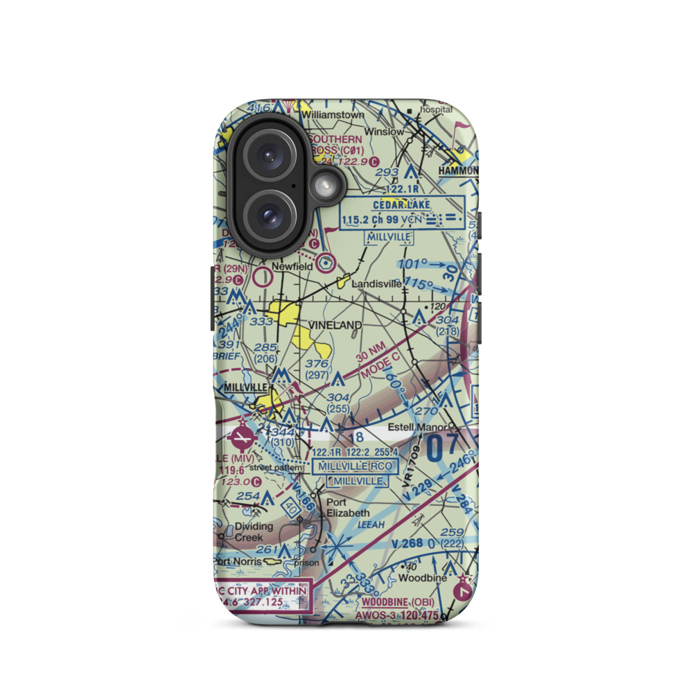 Free Spirit Airport (NJ81) VFR Sectional  Tough iPhone Case iPhone 16 model shown