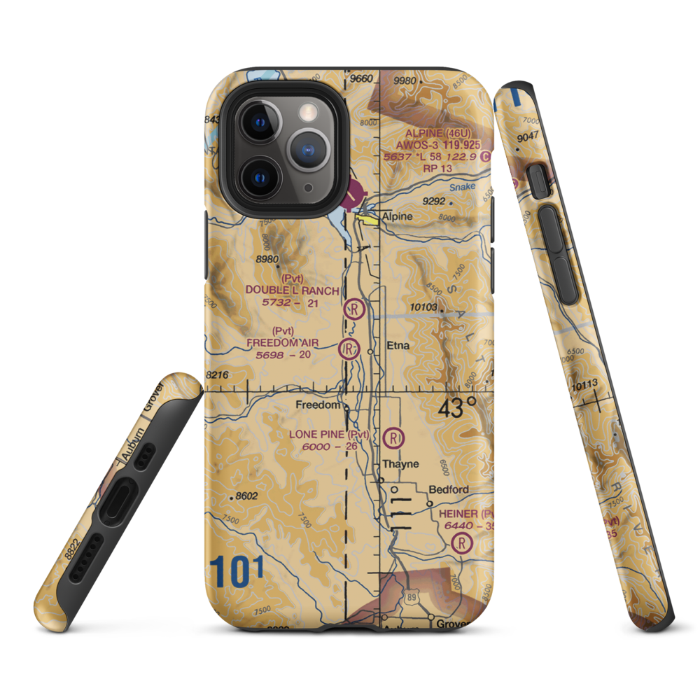 Freedom Air Ranch Airport (0WY0) VFR Sectional  Tough iPhone Case iPhone 11 Pro model shown