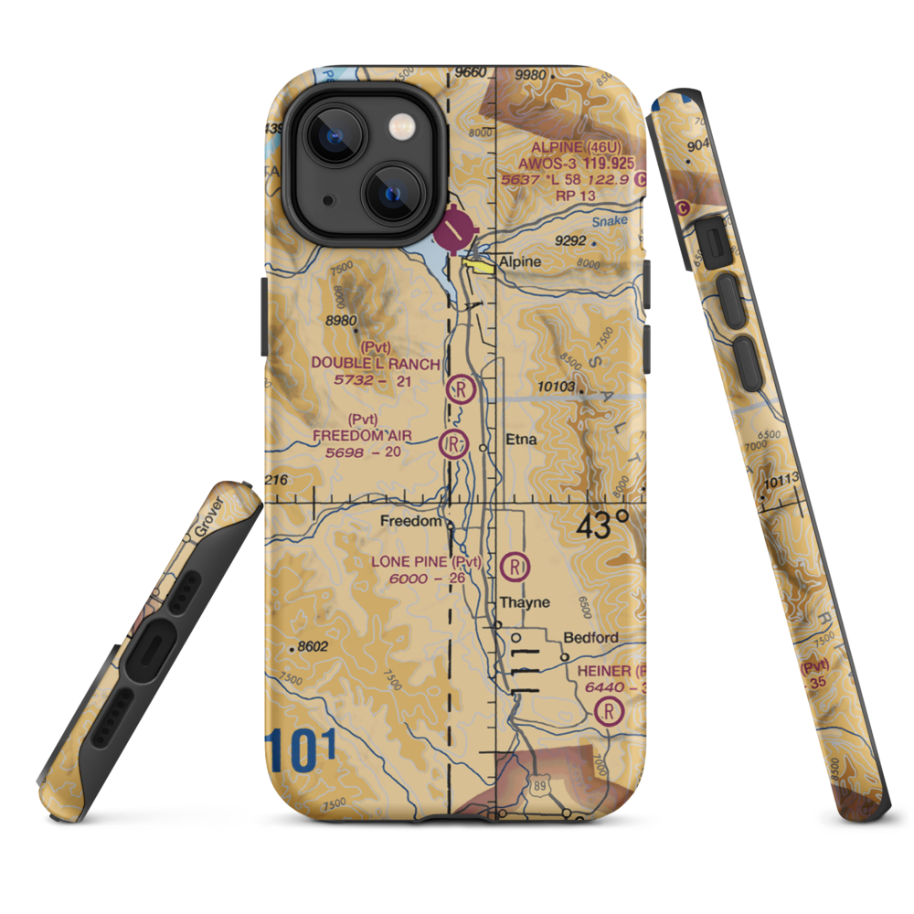 Freedom Air Ranch Airport (0WY0) VFR Sectional  Tough iPhone Case iPhone 14 Plus model shown