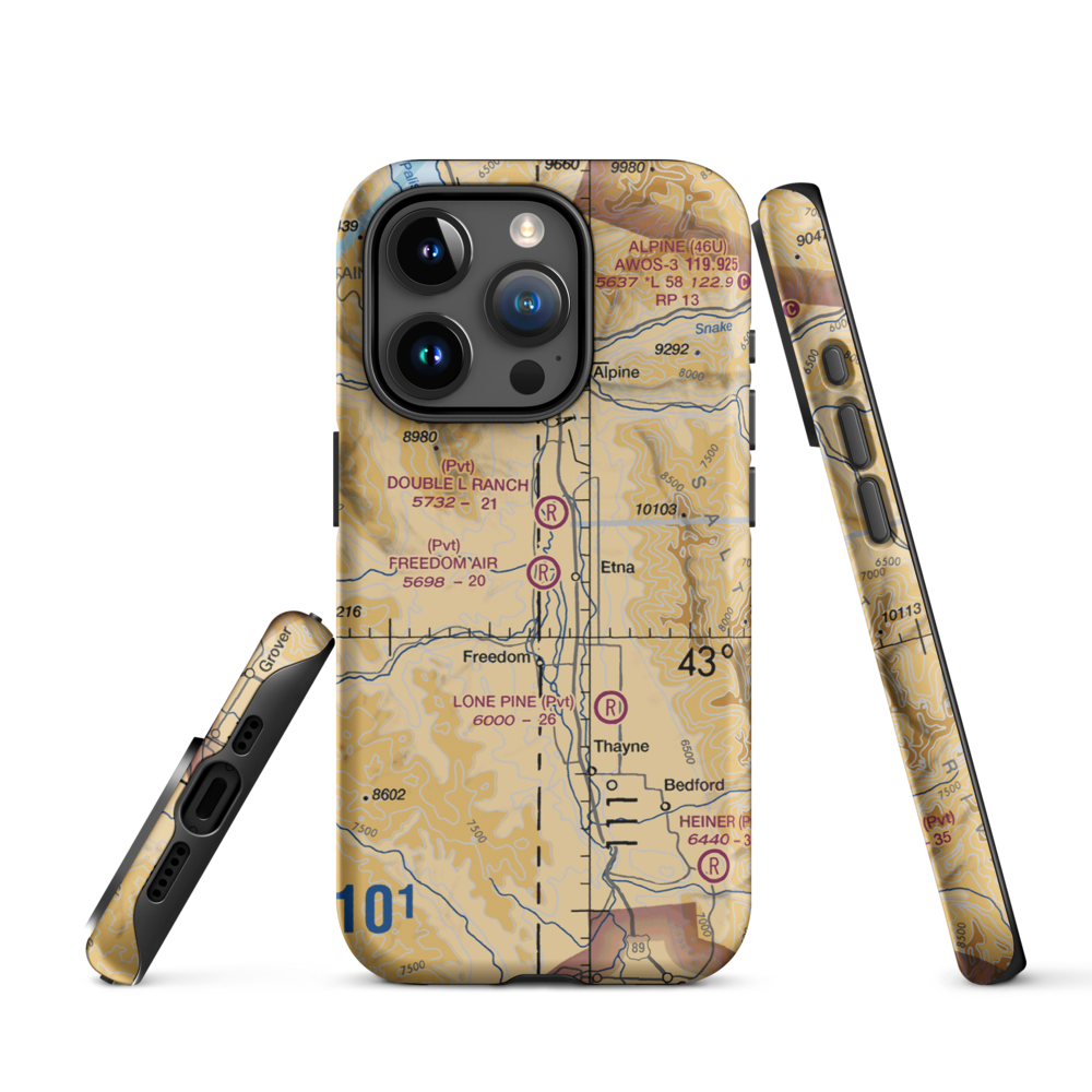 Freedom Air Ranch Airport (0WY0) VFR Sectional  Tough iPhone Case iPhone 15 Pro model shown