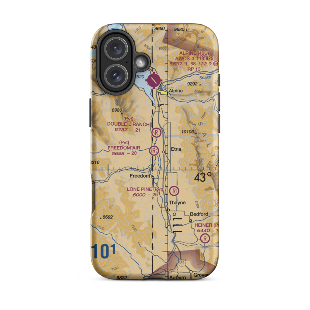 Freedom Air Ranch Airport (0WY0) VFR Sectional  Tough iPhone Case iPhone 16 Plus model shown