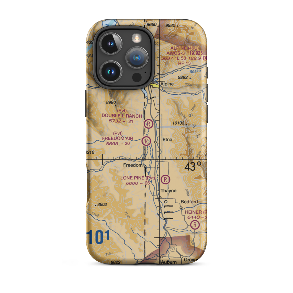 Freedom Air Ranch Airport (0WY0) VFR Sectional  Tough iPhone Case iPhone 16 Pro Max model shown