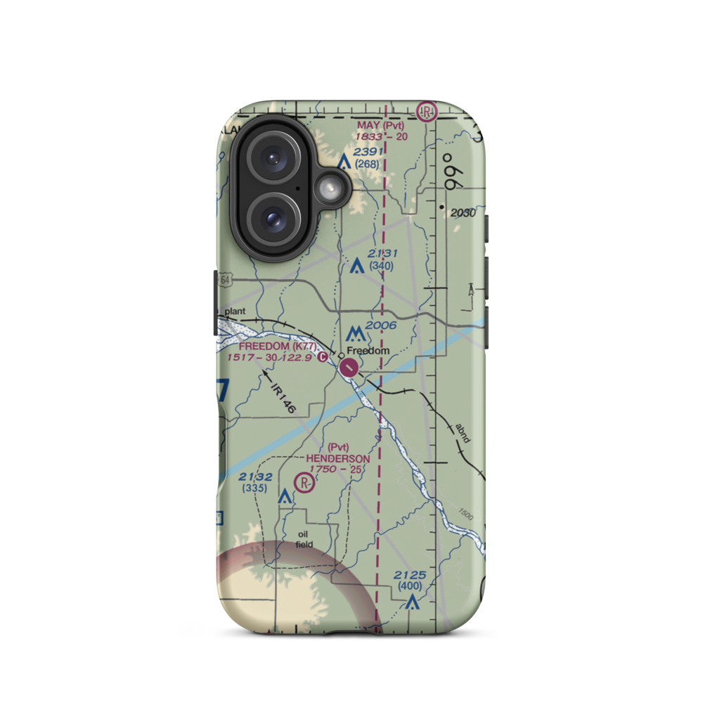 Freedom Municipal Airport (K77) VFR Sectional  Tough iPhone Case iPhone 16 model shown