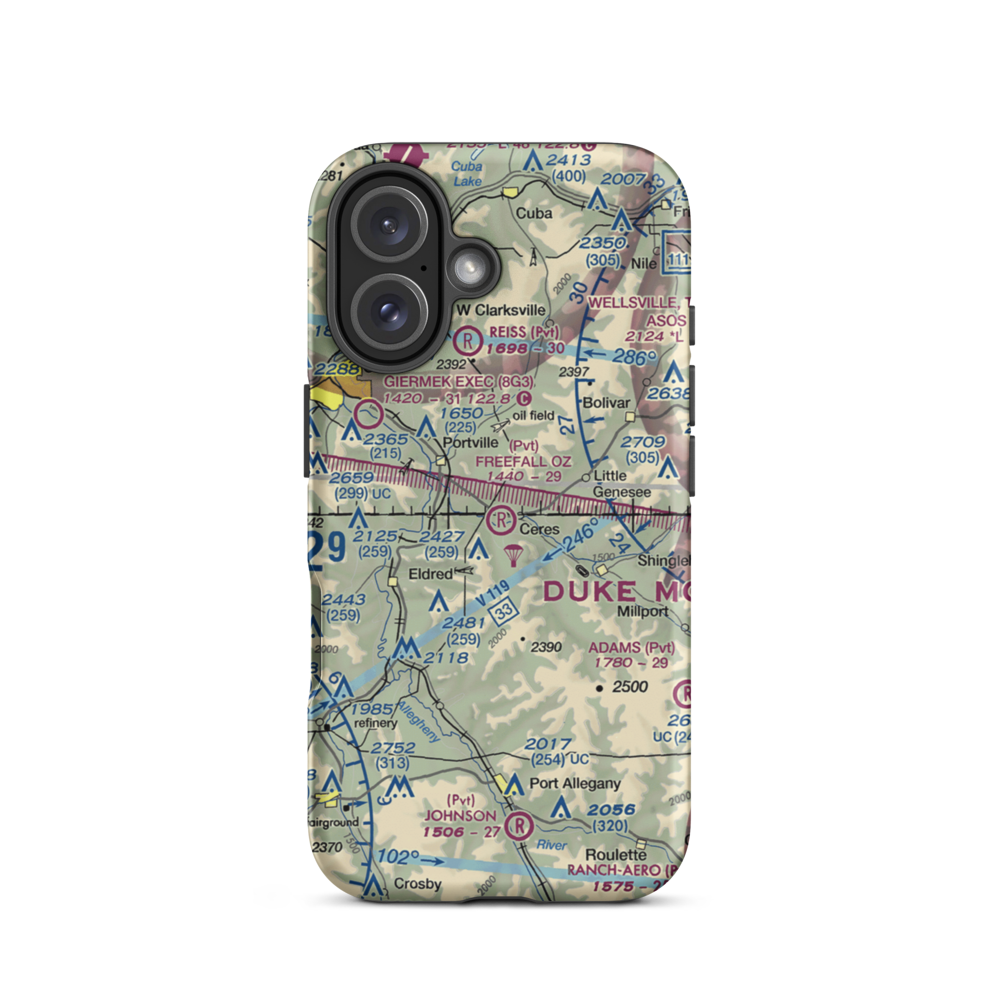 Freefall Oz Airport (06PA) VFR Sectional  Tough iPhone Case iPhone 16 model shown