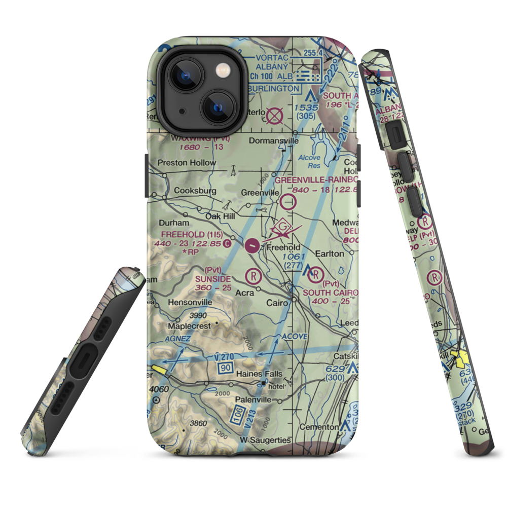 Freehold Airport (1I5) VFR Sectional  Tough iPhone Case iPhone 14 Plus model shown