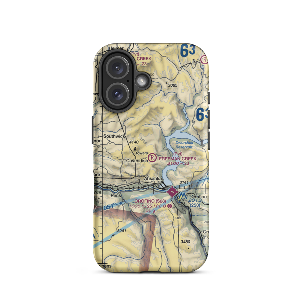 Freeman Creek Airport (34ID) VFR Sectional  Tough iPhone Case iPhone 16 model shown