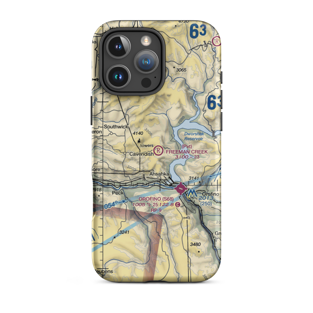 Freeman Creek Airport (34ID) VFR Sectional  Tough iPhone Case iPhone 16 Pro Max model shown