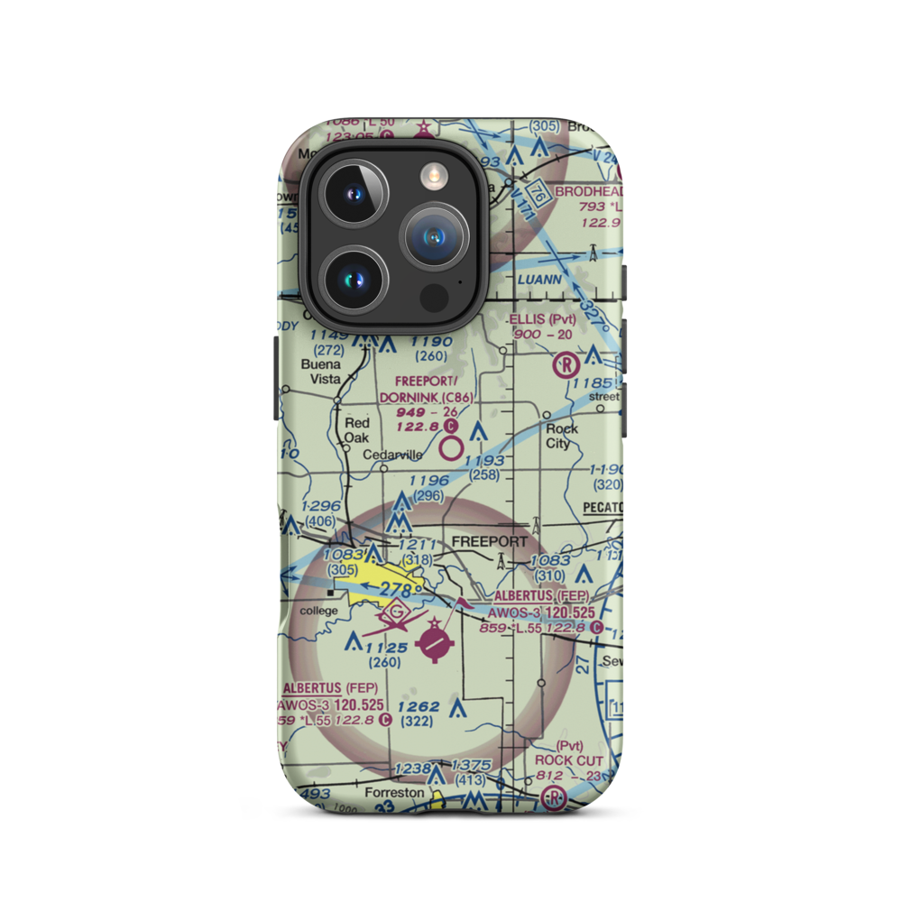 Freeport/Dornink Airport (C86) VFR Sectional  Tough iPhone Case iPhone 16 Pro model shown